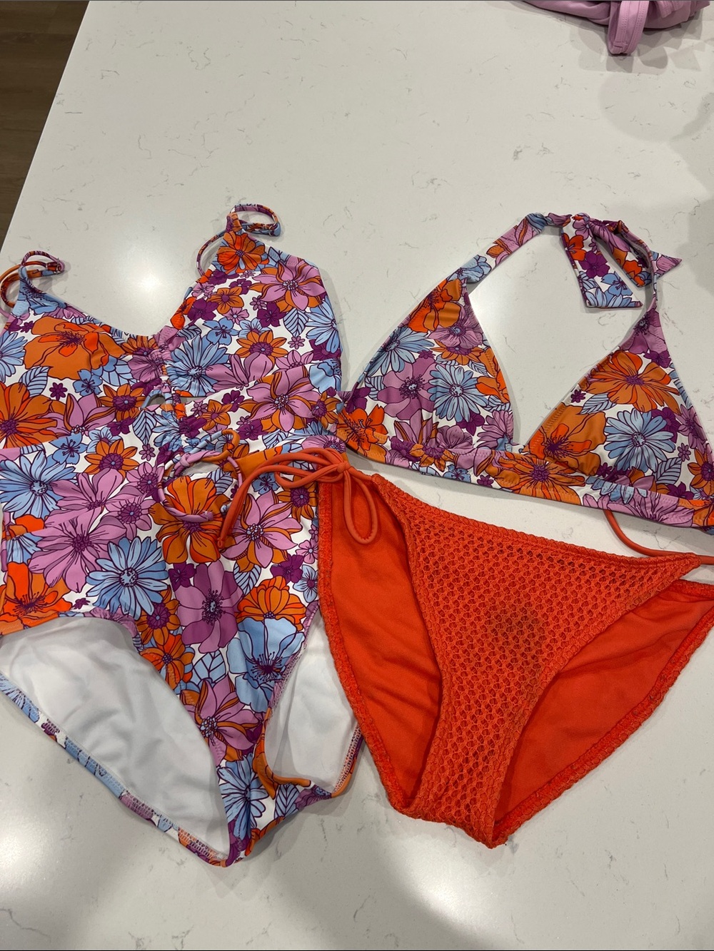 No Boundaries Floral Multicolor & Orange Women's Bikini Set